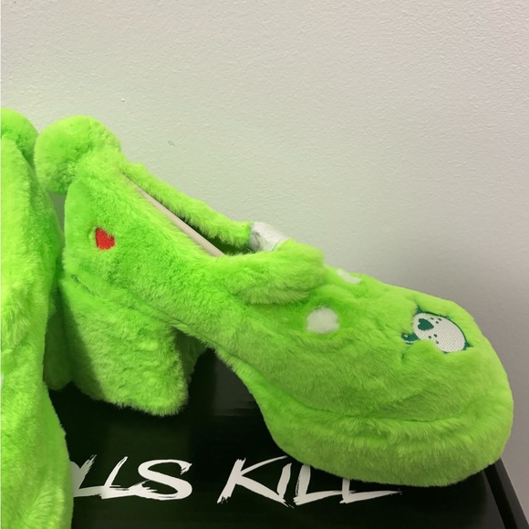 NIB Dolls Kill x Care Bears Green Love A lot Platform Mary Janes - Picture 8 of 12